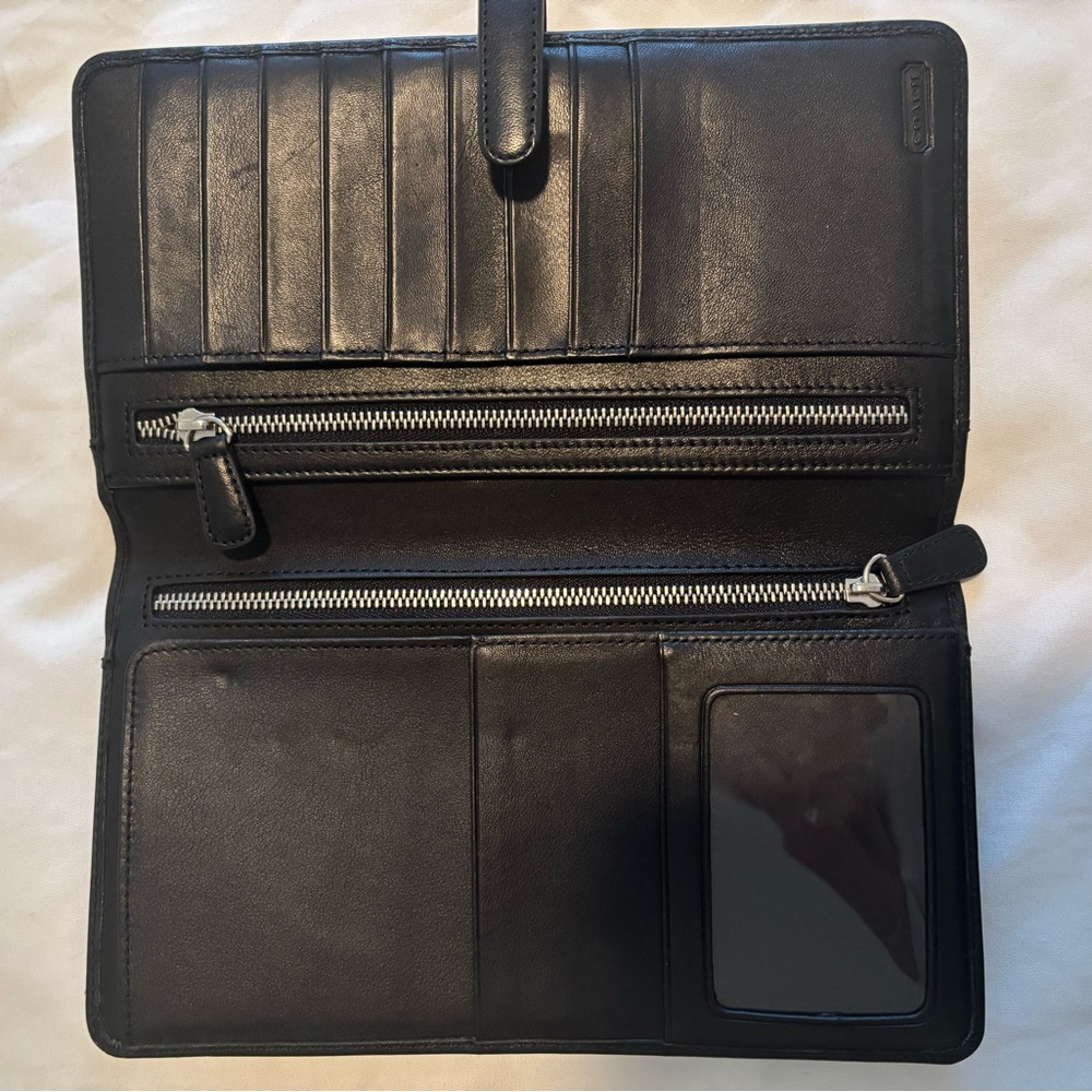 Elegant Black Leather Coach Wallet